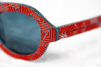 David David Sunglasses Round Red and Dark Blue