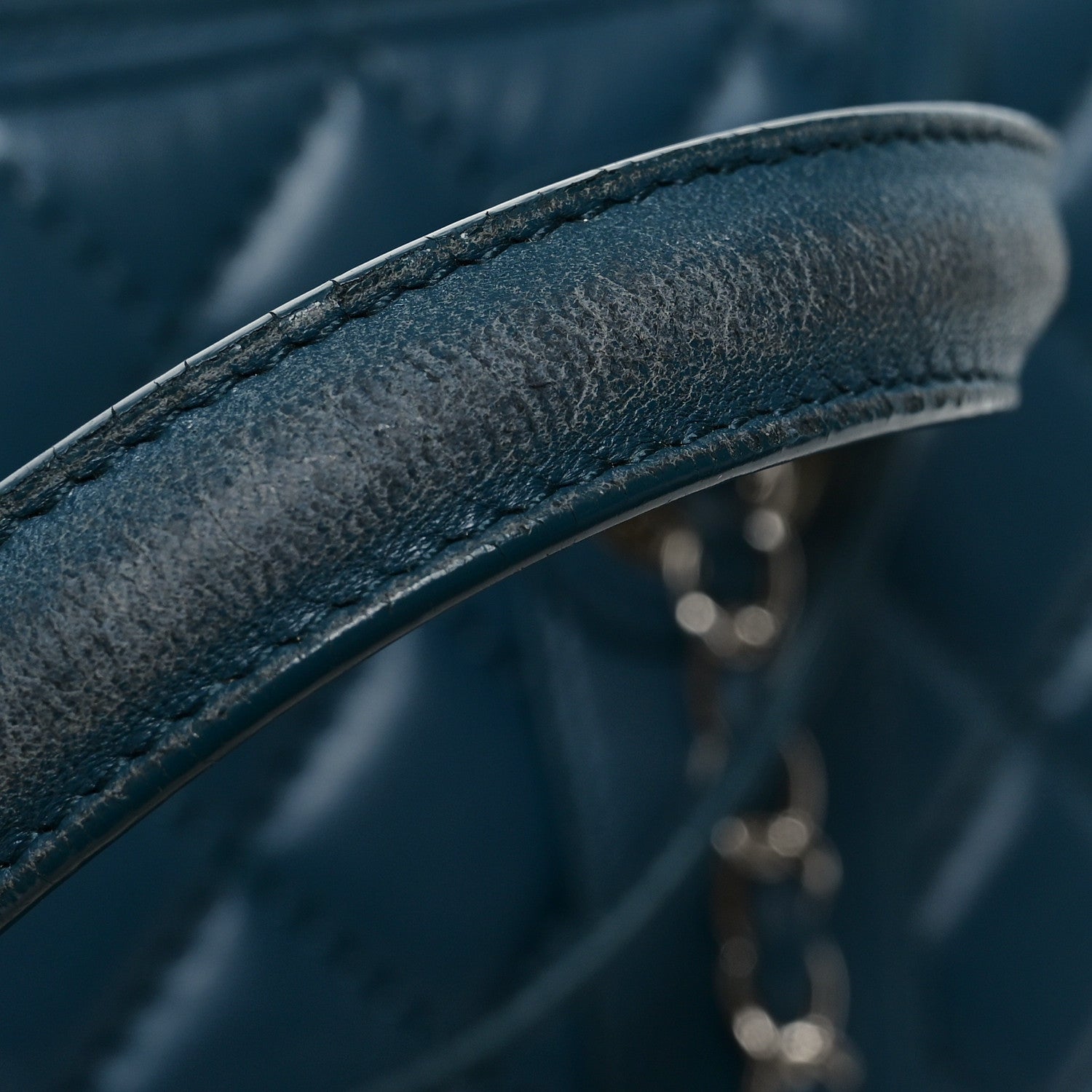 Lambskin Quilted Easy Carry Shopping Tote Blue