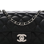 Lambskin Quilted Extra Mini Rectangular Flap Black