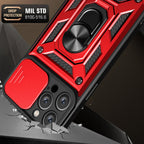 Kickstand Ring Holder With Slide Camera Cover Tpu Magnetic Car Mount For Apple Iphone 14 Pro Max In Red