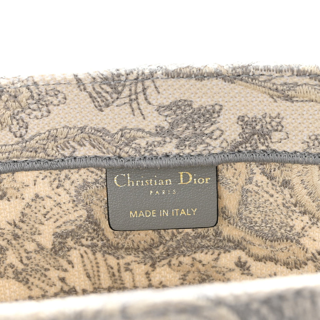 Canvas Embroidered Medium Dioriviera Toile De Jouy Book Tote Gray