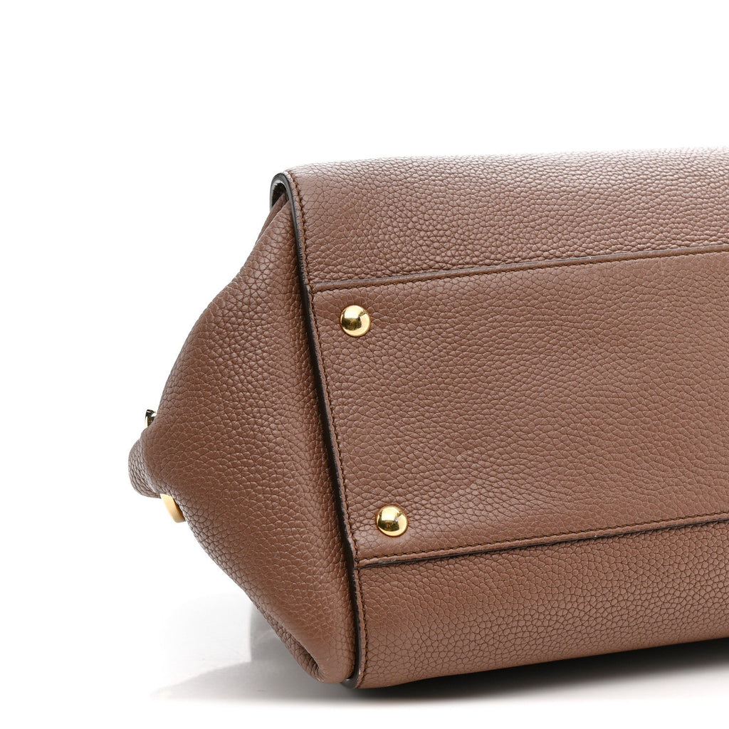 Grained Calfskin Sofia Satchel Moka
