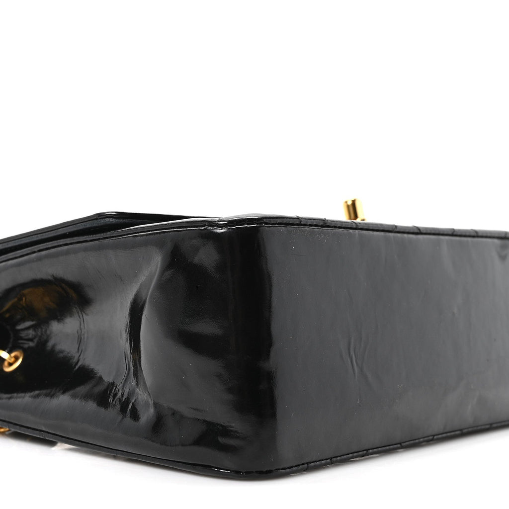 Patent Quilted Small Diana Flap Black