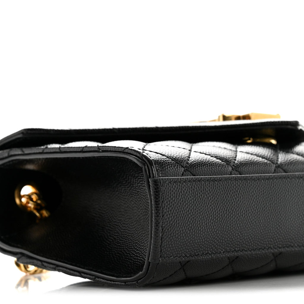 Grain De Poudre Textured Mixed Matelasse Triquilt Small Monogram Satchel Black
