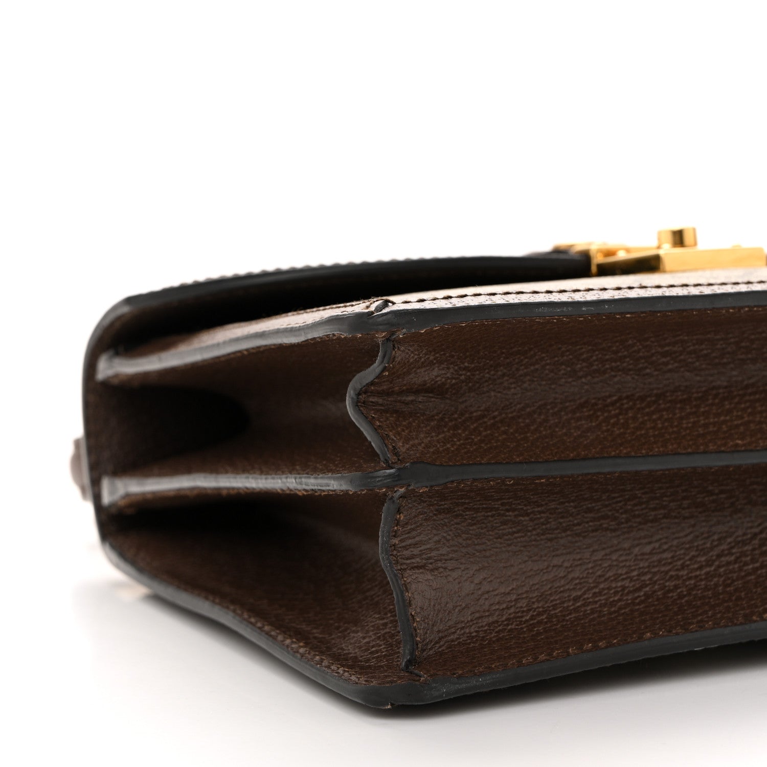 GG Supreme Monogram Textured Dollar Calfskin Web Small Ophidia Padlock Top Handle Bag Beige Ebony New Acero