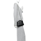 Shiny Crumpled Calfskin Quilted Nano 31 Shopping Bag Black