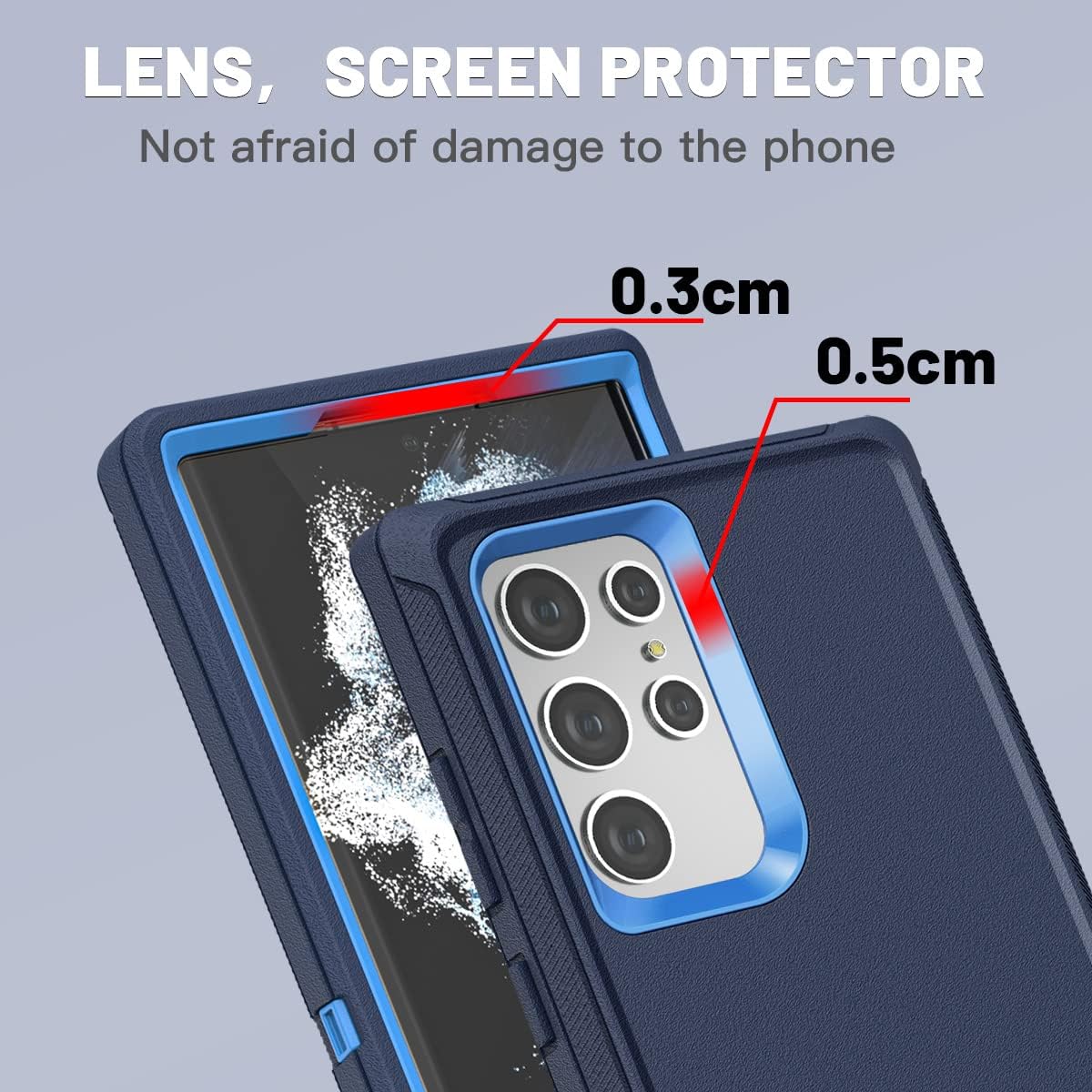 Entronix Bundle Compatible with Galaxy S24 Ultra - Heavy Duty Case & 2 Clear Screen Protectors