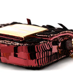 Sequin Paillettes Shiny Nappa Sex and the City Nano Maxi Buckle Baguette Charm Granata