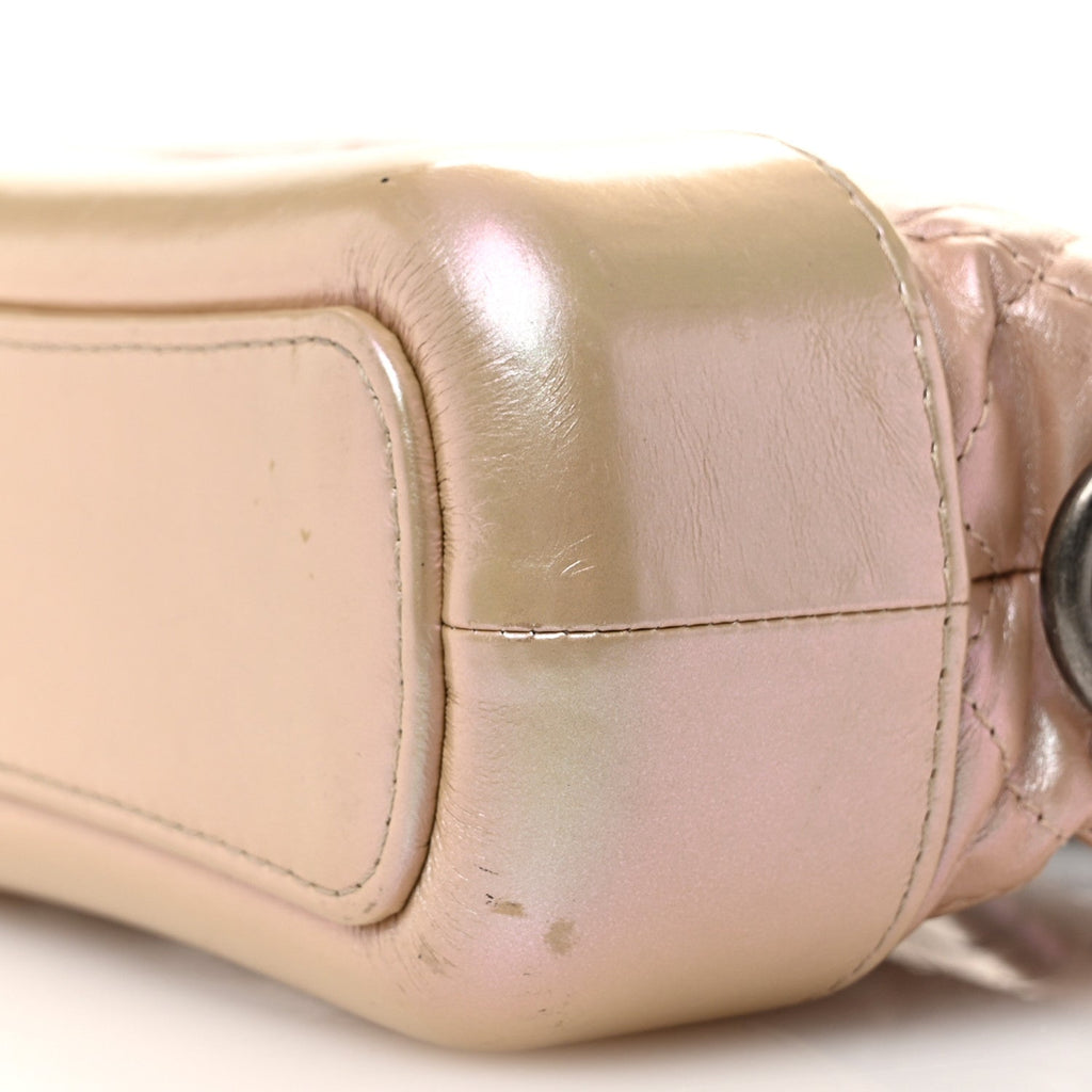 Iridescent Aged Calfskin Quilted Small Gabrielle Hobo Light Pink