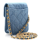 Denim Quilted Flap Mini Crossbody Blue
