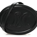 Smooth Calfskin Cuir Small Triomphe Oval Crossbody Purse Black