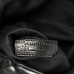 Lambskin Quilted Monogram Monochrome Medium Loulou Puffer Chain Satchel Black