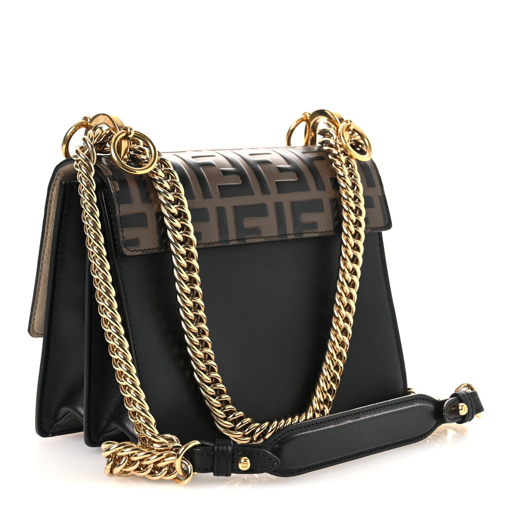 Vitello Liberty Bi-Color FF 1974 Embossed Small Kan I Shoulder Bag Black Maya
