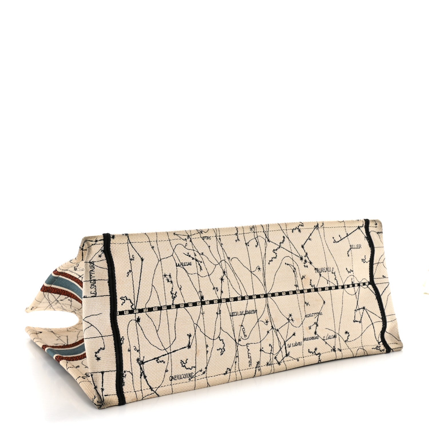 Canvas Embroidered Large Zodiac Book Tote Latte Multicolor