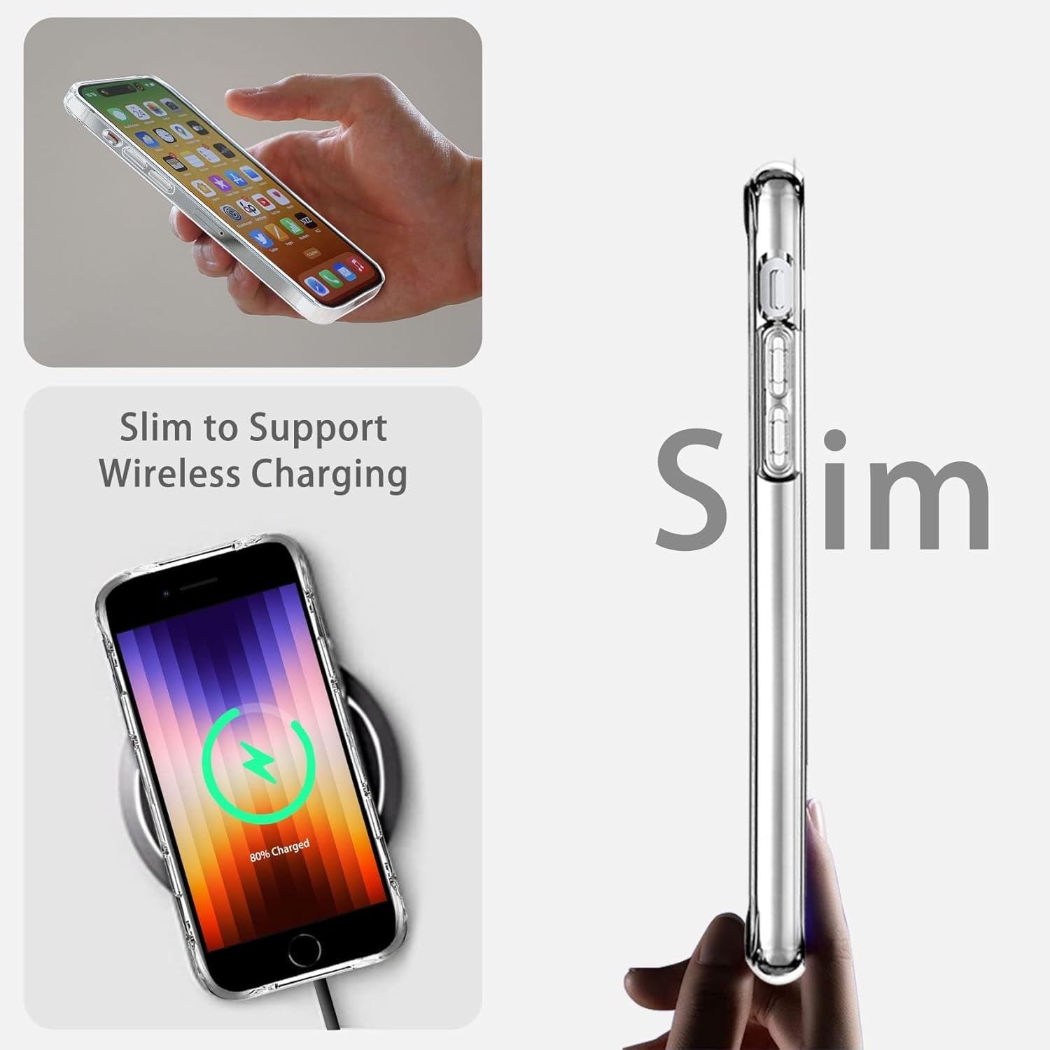 Entronix Case Compatible with iPhone 8/7/SE - [Hard Back] Thick Clear