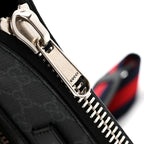 GG Supreme Monogram Web Small Flat Messenger Bag Black Grey