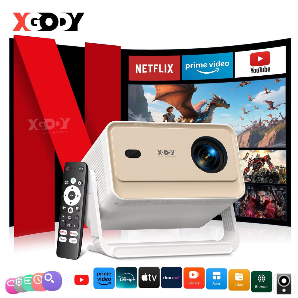 A6 Pro Projector - 690 ANSI Lumens, Official Netflix 4K, Voice Control, Smart Android TV with Whale OS, 32GB ROM for Home Theater