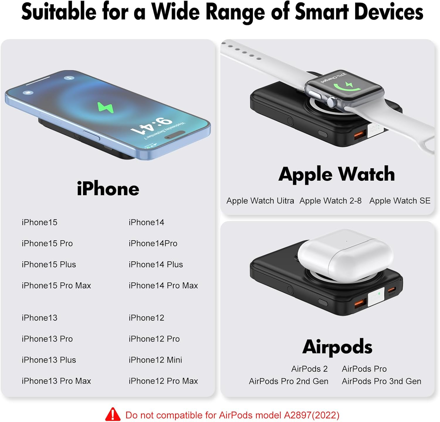 Entronix [Magnetic] Wireless Power Bank - 10000 mAh USB-C/iPhone/Android