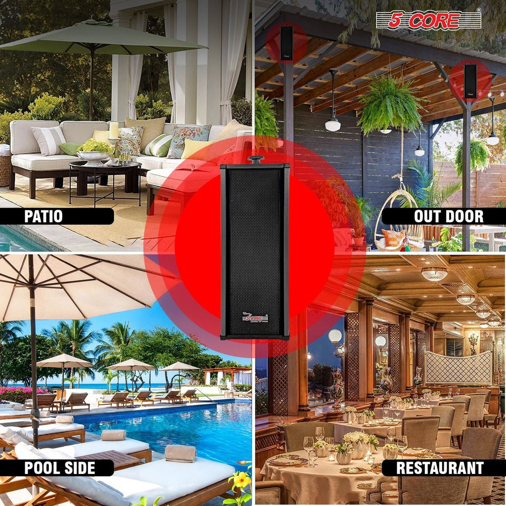 5 CORE Outdoor Speakers Pair Stereo in Wall Speaker 100W Peak Passive Mount Wired Waterproof Patio House Garage Indoor Exterior Audio System Bocinas para Casa - 15TG 2PCS