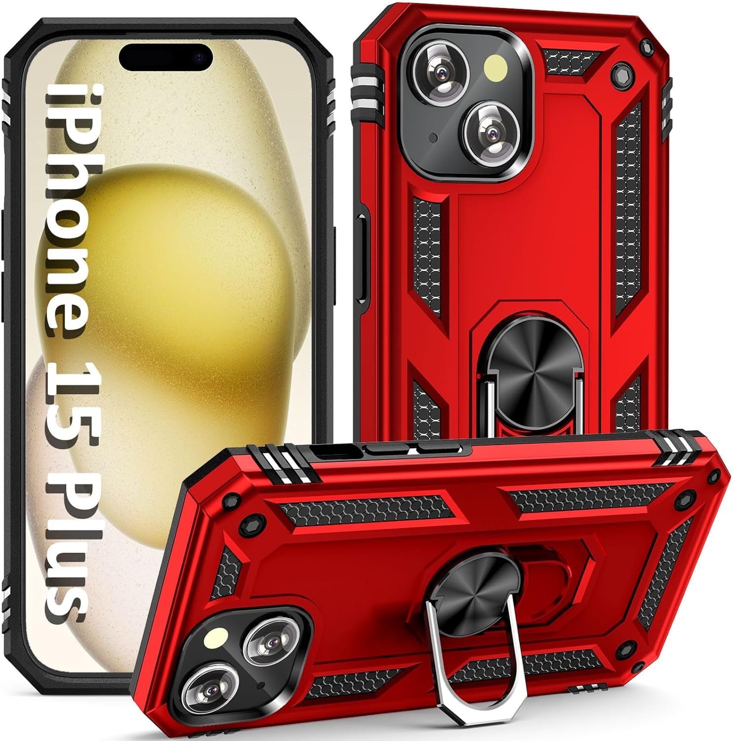 Entronix Case Compatible with iPhone 15 Plus - Dual-Layer Guard Gripstand
