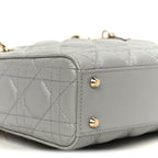 Lambskin Cannage Mini Lady Dior Gray Opaline