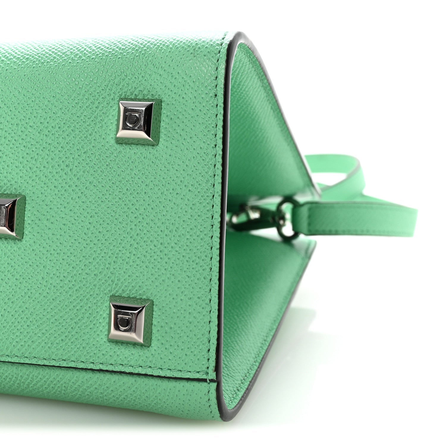 Hammered Calfskin Small The Studio Box Bag Fresh Mint