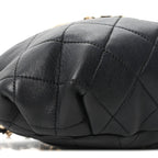 Lambskin Quilted Resin Bi-Color Waist Bag Fanny Pack Black