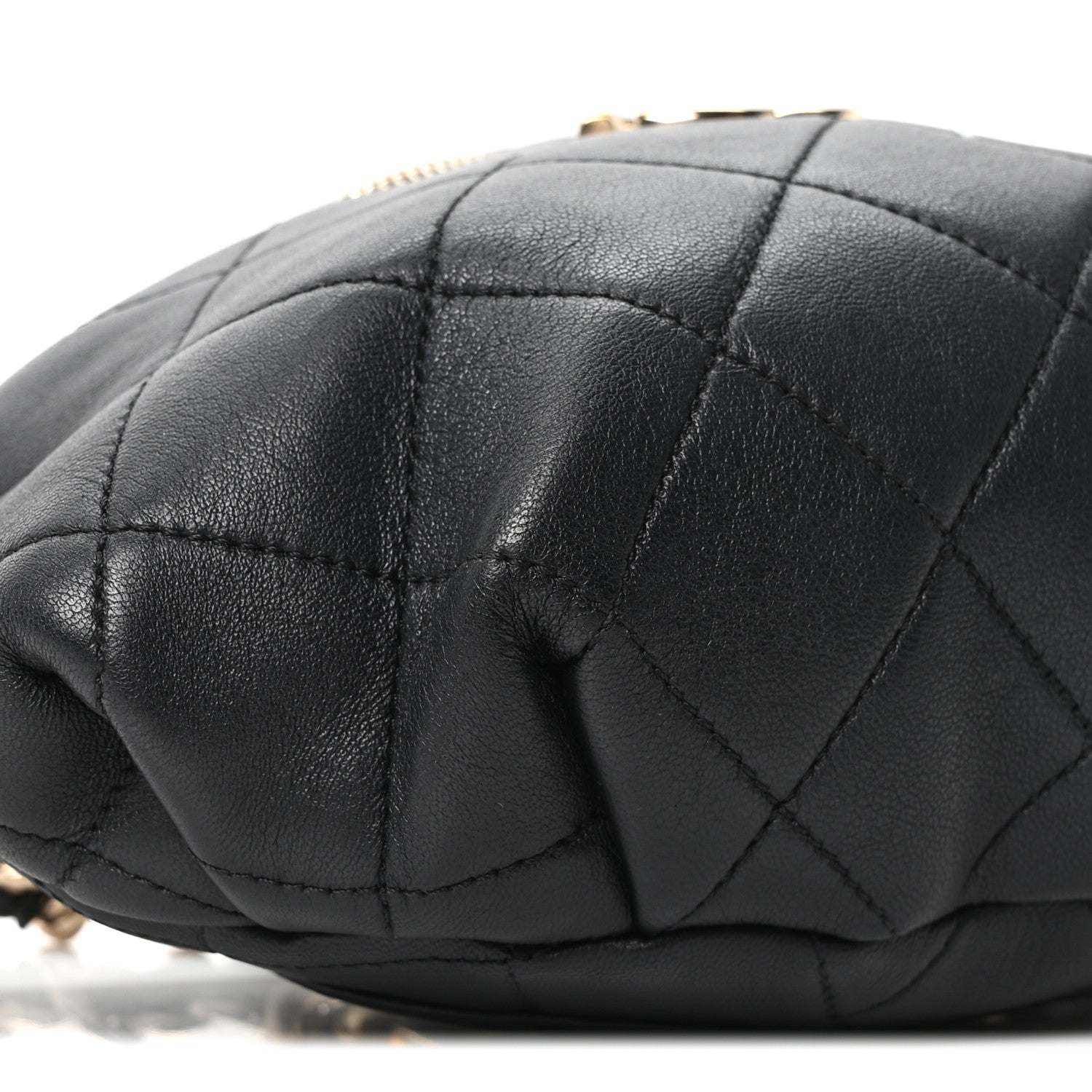 Lambskin Quilted Resin Bi-Color Waist Bag Fanny Pack Black