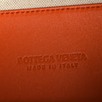 Raffia Calfskin Small Loop Top Handle Natural Burned Orange