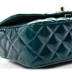Shaded Patent Calfskin Quilted Mini Rectangular Flap Green Blue
