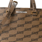 Coated Canvas BB Monogram Small Signature East West Shopper Bag Beige Brown