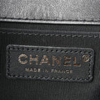 Calfskin Quilted Medium Boy Top Handle Flap Black