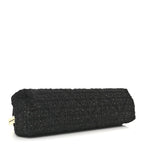 Tweed Quilted Kiss Lock Clutch Black
