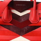 Calf Hair Smooth Calfskin Geometric Small Antigona Red