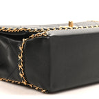 Calfskin Stitched Chain Flap Black