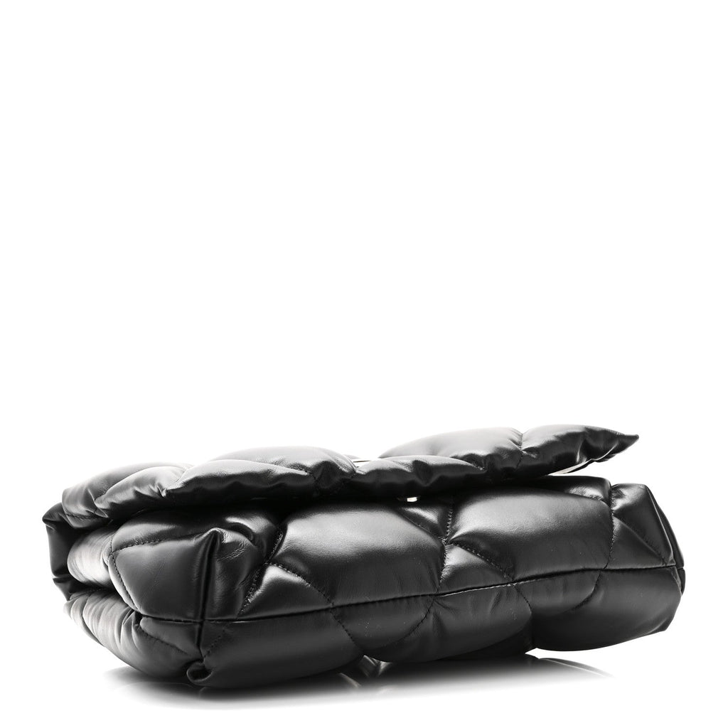 Nappa Calfskin Quilted Touch B Puffy Clutch Black