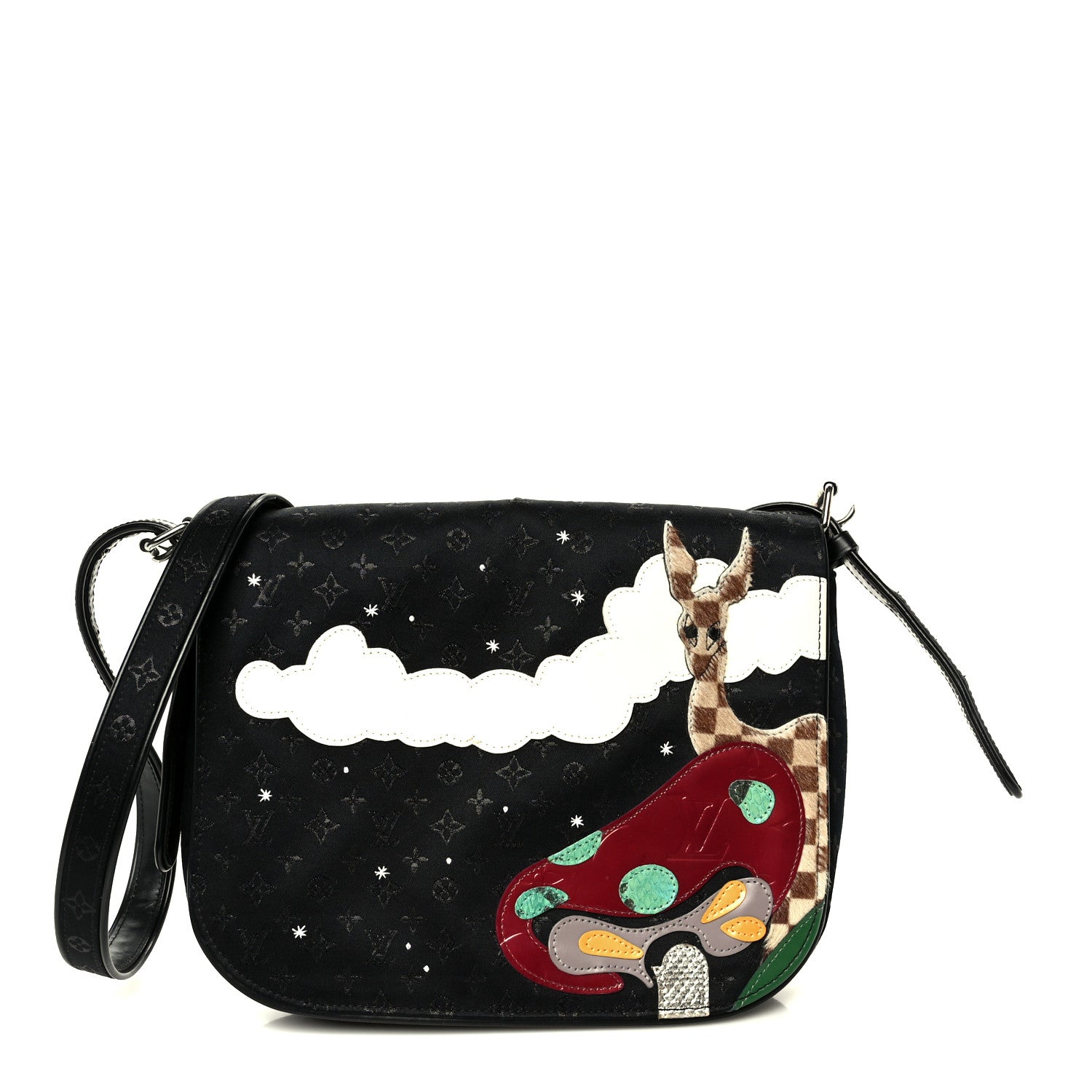 Satin Mini Monogram Conte De Fees Patchwork Musette Black