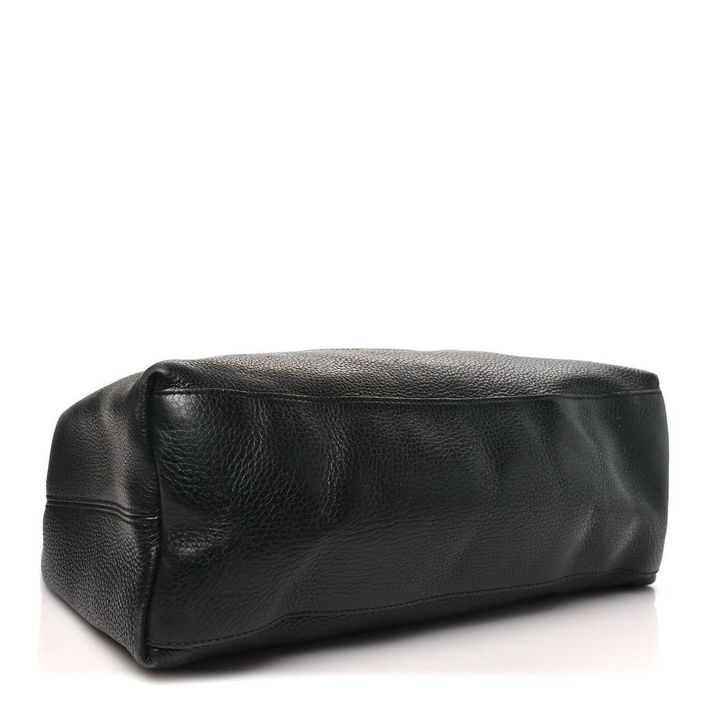 Pebbled Calfskin Medium Soho Chain Shoulder Bag Black