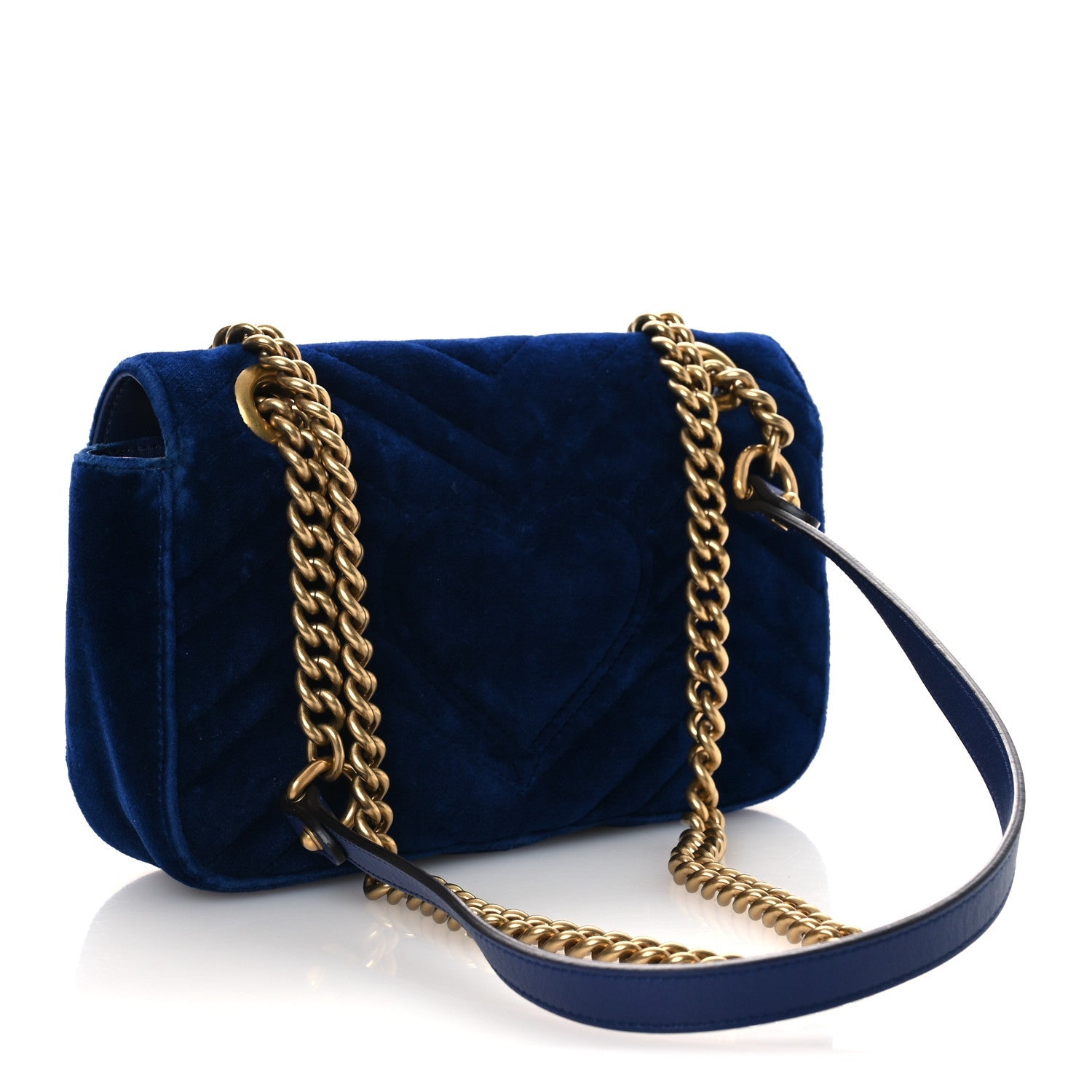 Velvet Matelasse Mini GG Marmont Shoulder Bag Cobalt Blue