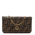 Vitello Soft F is Fendi Bi-Color FF 1974 Embossed Envelope Wallet On Chain with Pouches Maya Black