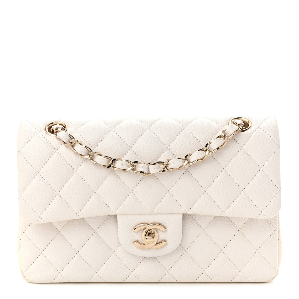 Caviar Quilted Small Double Flap White