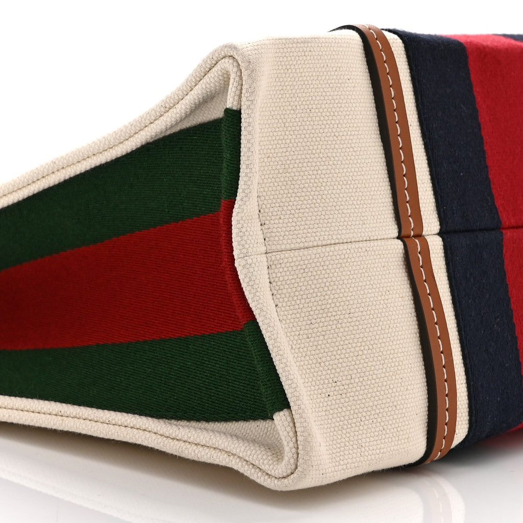 Canvas Calfskin Web Small Interlocking G Tote Bag Red Blue