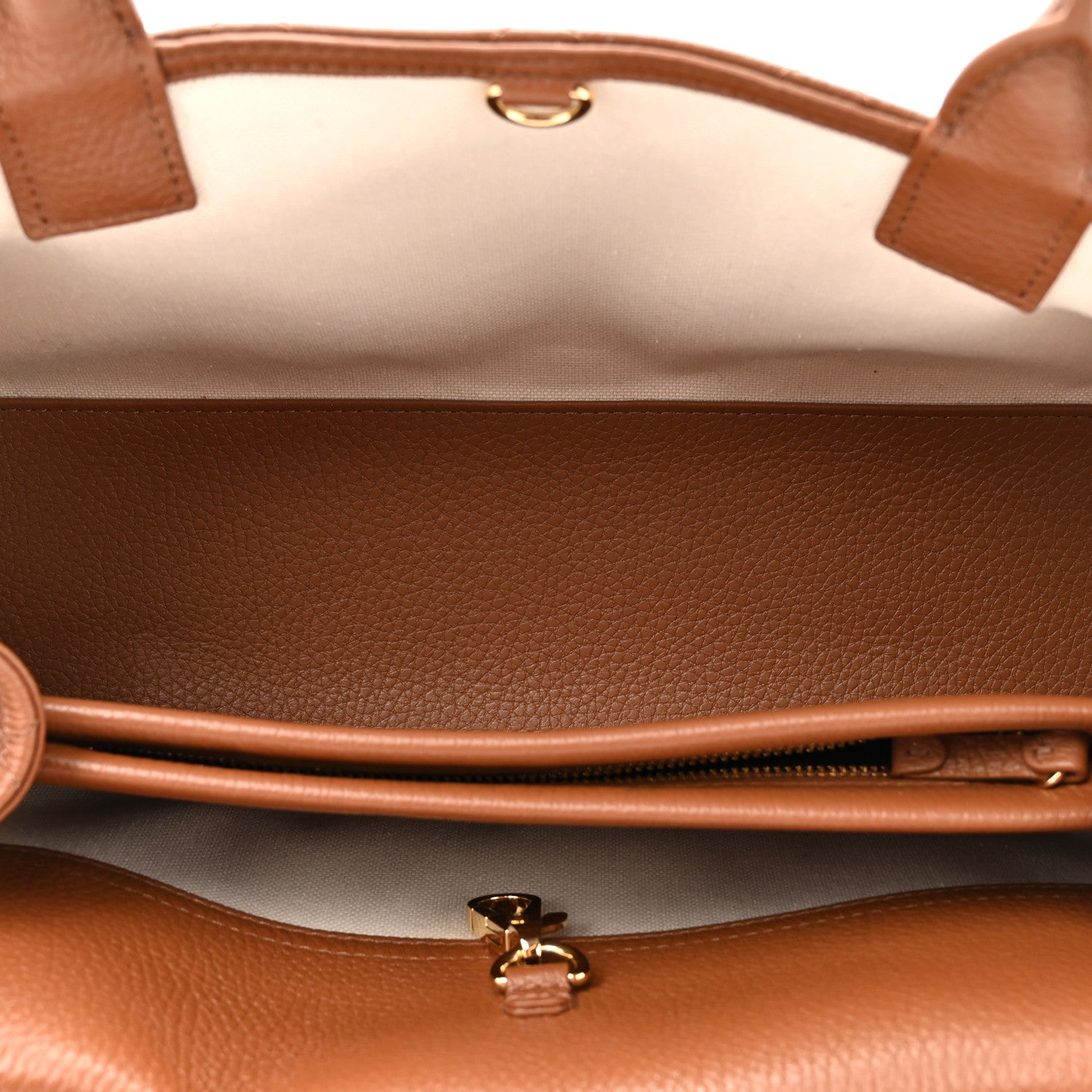 Grained Calfskin Stitched Urban Essentials Small Shopping Bag Camel