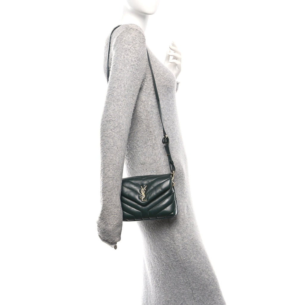 Calfskin Y Quilted Monogram Toy Loulou Crossbody Bag Deep Green