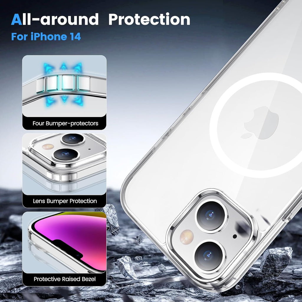 Entronix [Magnetic] Case Compatible with iPhone 14 - [Hard Back] Thick Clear