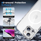 Entronix [Magnetic] Case Compatible with iPhone 14 - [Hard Back] Thick Clear