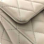 Lambskin Quilted Mini Rectangular Flap Grey