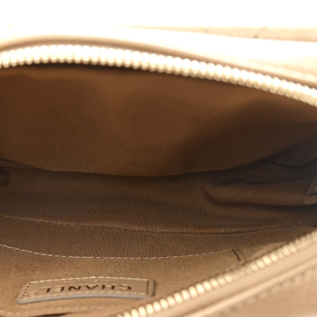 Metallic Calfskin Quilted Waist Bag Gold