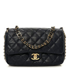 Caviar Quilted Small CC You Flap Navy