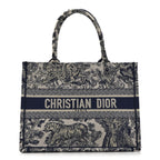 Canvas Embroidered Medium Dioriviera Toile De Jouy Book Tote Blue